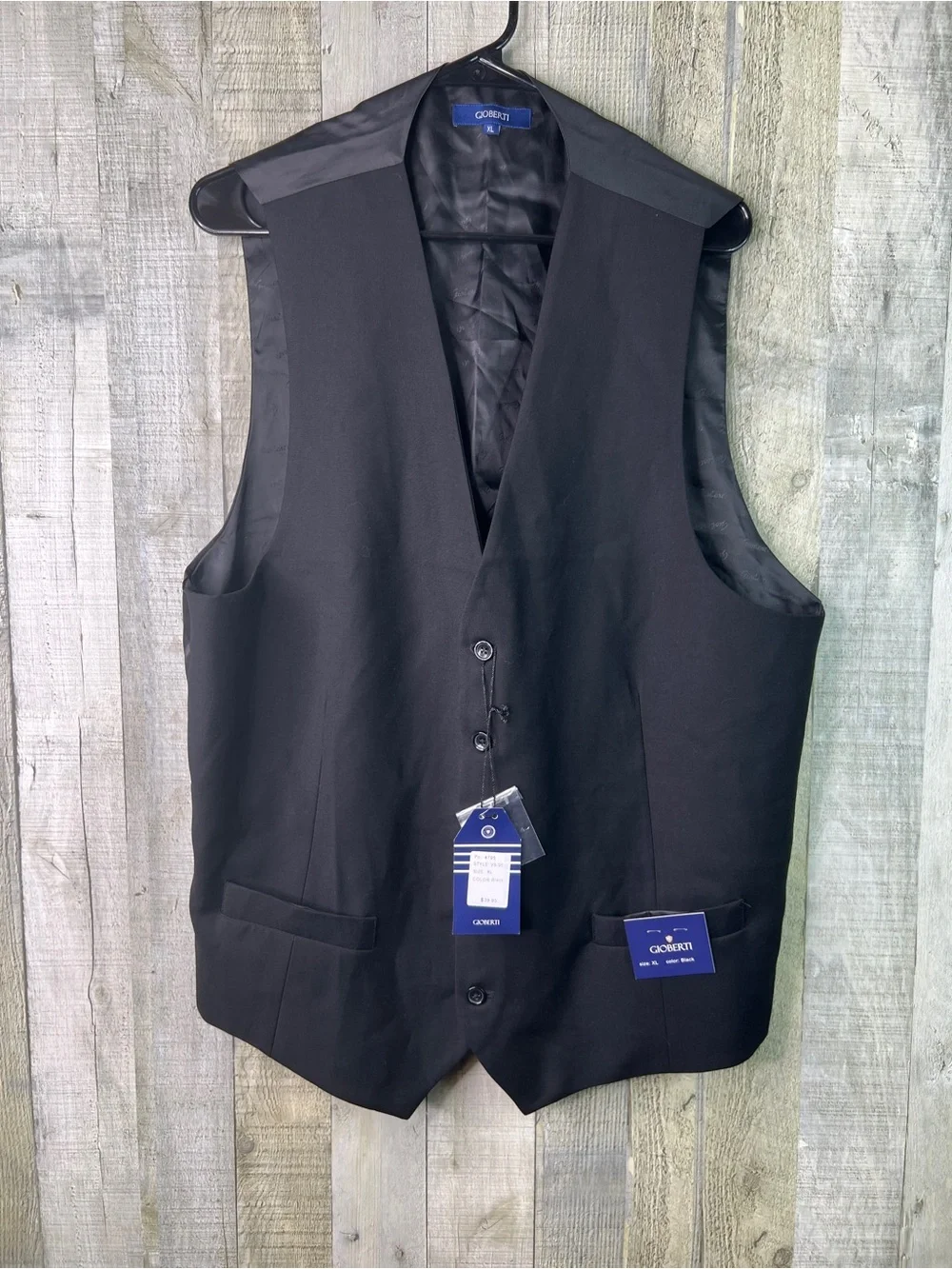 Gioberti XL Black Vest with Front Pocket & Back Cinch To make Loose or Tight
